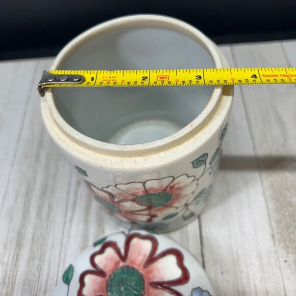 Vintage Chinese Asian Oriental Ginger Jar and Canister Floral Design - Set of 2 - Picture 9 of 10